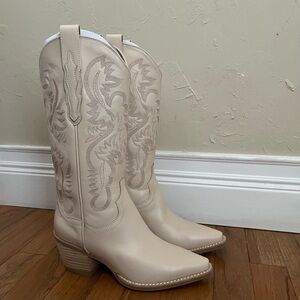 NWT Jeffrey Campbell x Free People Dagget Leather Western Boots - Light Sand - 6